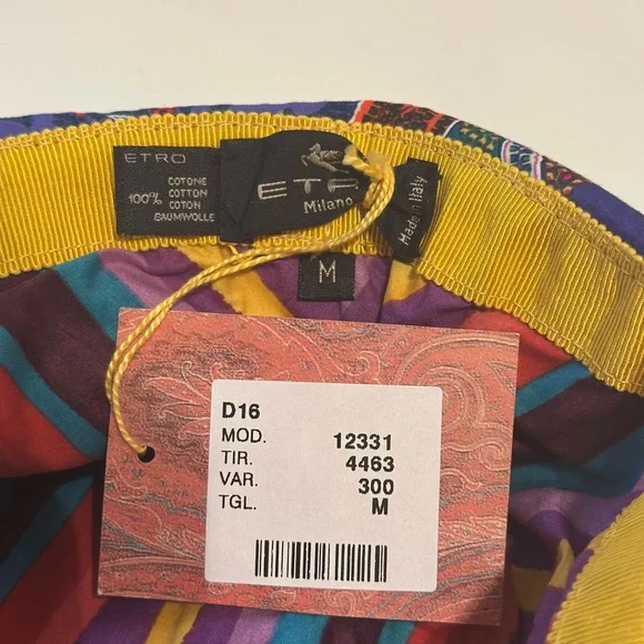 Etro Bucket Hat Cotton Paisley Kids Size Medium Colorful Made In Italy